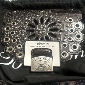 Brighton GLAM ROCK Studded Snappy Minibag Flap H8109 NWT Purse Handbag Pewter